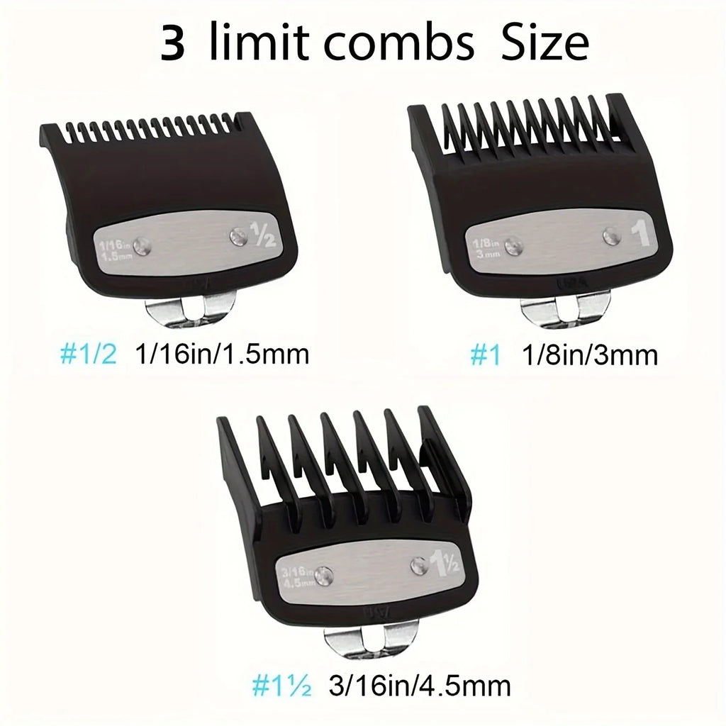 3-Piece Hair Clipper Guide Comb Set – Fade & Taper Cuts Clipper Guide Combs Qme black 3pcs set