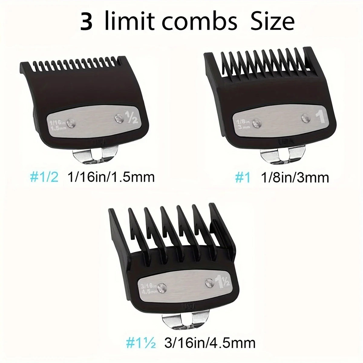 3-Piece Hair Clipper Guide Comb Set – Fade & Taper Cuts Clipper Guide Combs Qme black 3pcs set