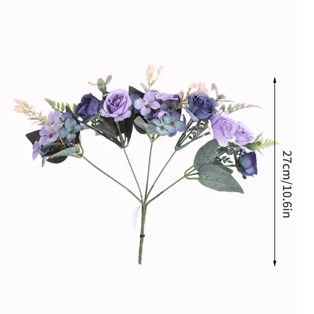 Autumn Artificial Silk Rose Peony Hydrangea Bouquet | Home Decor Artificial Flower Bouquet Qme