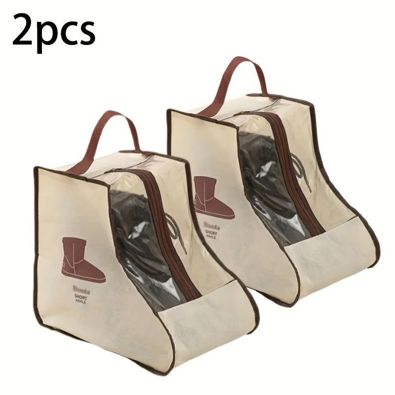 Oxford Boot & Shoe Storage Bag with Handle | Travel & Home Shoe Storage Bag Qme Beige short