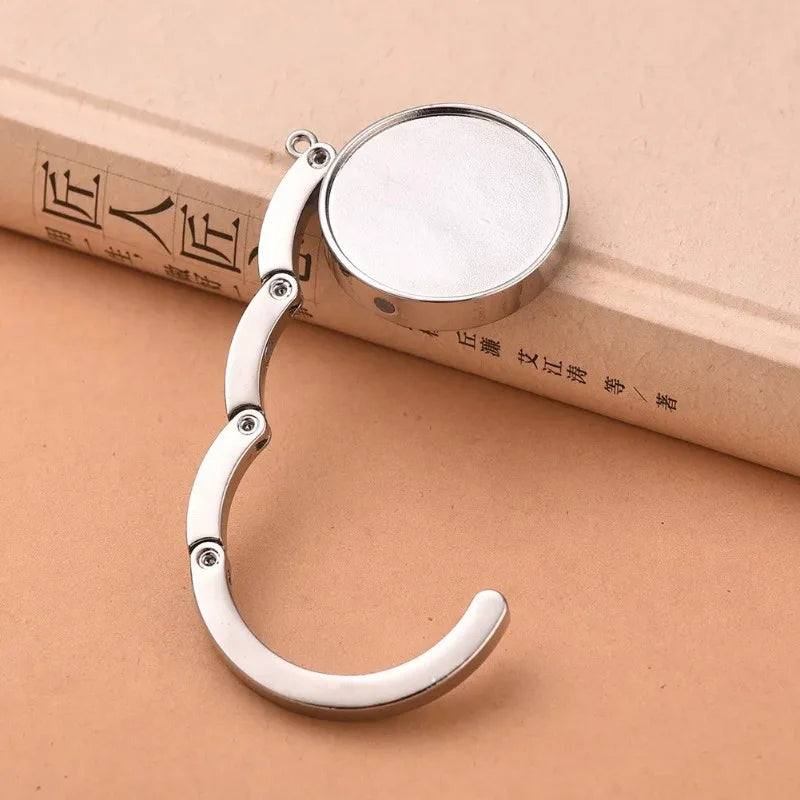 Portable Foldable Bag Hanger Hook – Round Zinc Alloy Holder Foldable Bag Hook Qme