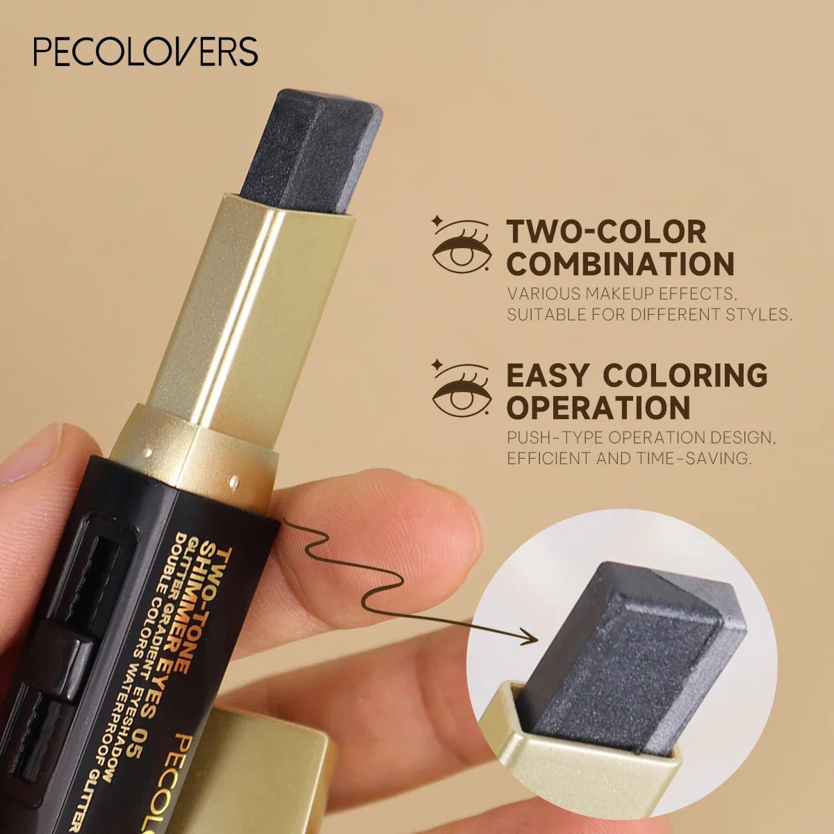 Qme Glitter Eyeshadow Stick | Dual-Tone Push-Pull | 6 Colors Glitter Eyeshadow Stick Qme