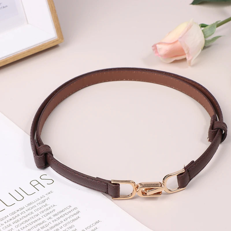 Women's PU Leather Corset Belt – Metal Buckle Waist Strap Women's Fashion Belt Qst Coffee