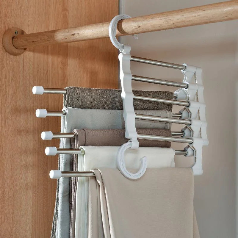 Stainless Steel Folding Trouser & Tie Rack Hanger Organizer Folding Clothes Hanger Qme