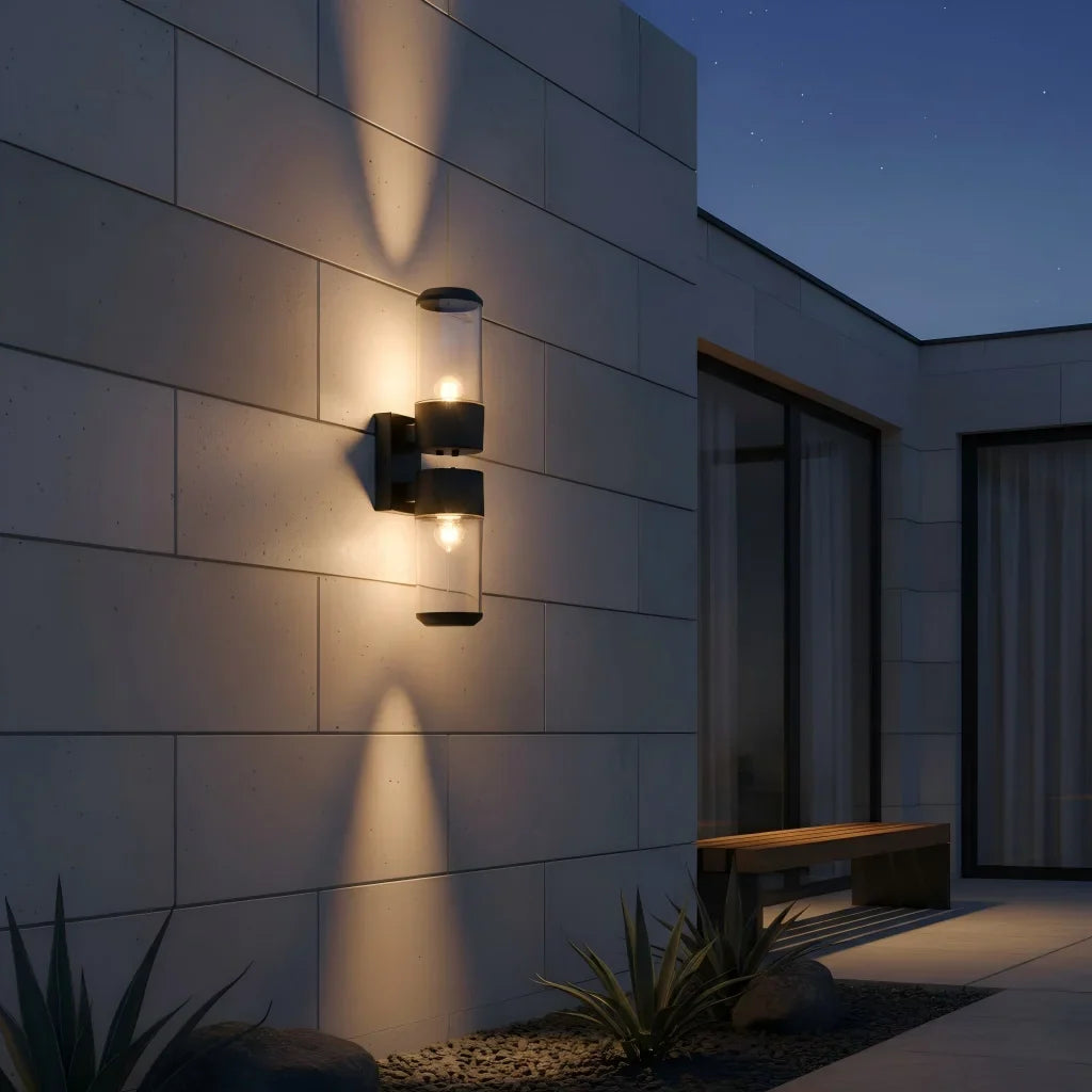 Black LED Wall Lamp – Up Down Indoor & Outdoor Lighting LED Wall Sconce Qme