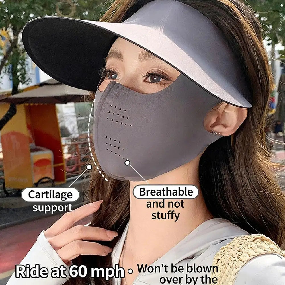 UPF 50+ Sun Visor Hat with Full Face Mask | Breathable Cover Sun Visor Hat Qme