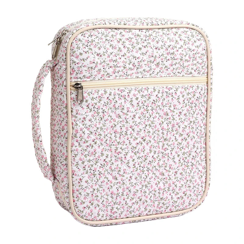 Large Quilted Floral Bible Cover Bag with Zipper & Handle Bible Cover Bag Qst StyleB