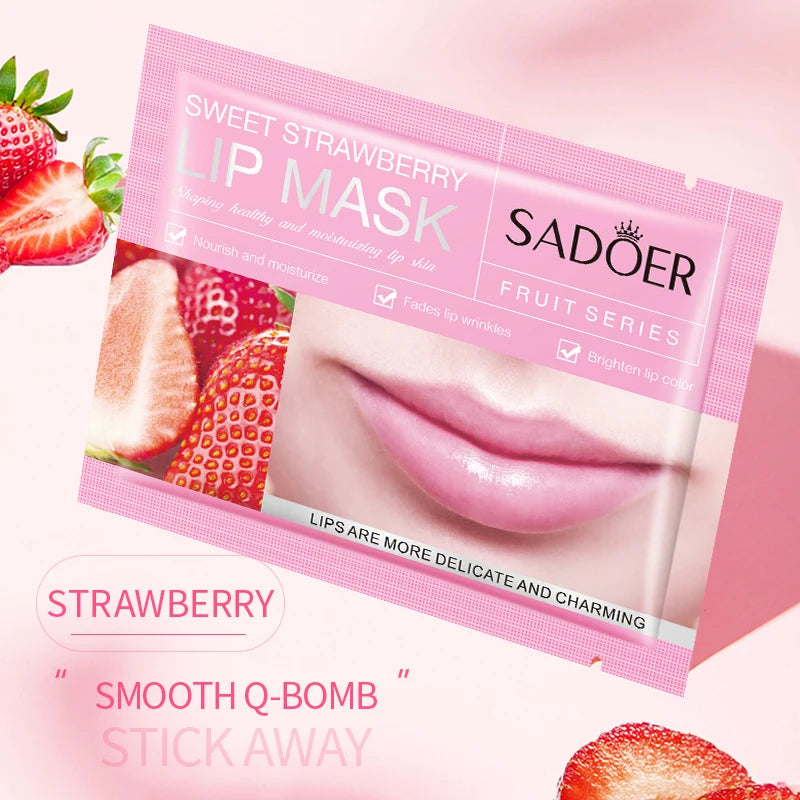 Pink Strawberry Collagen Lip Mask – Hydrating Gel Patches Lip Mask Patches Qst