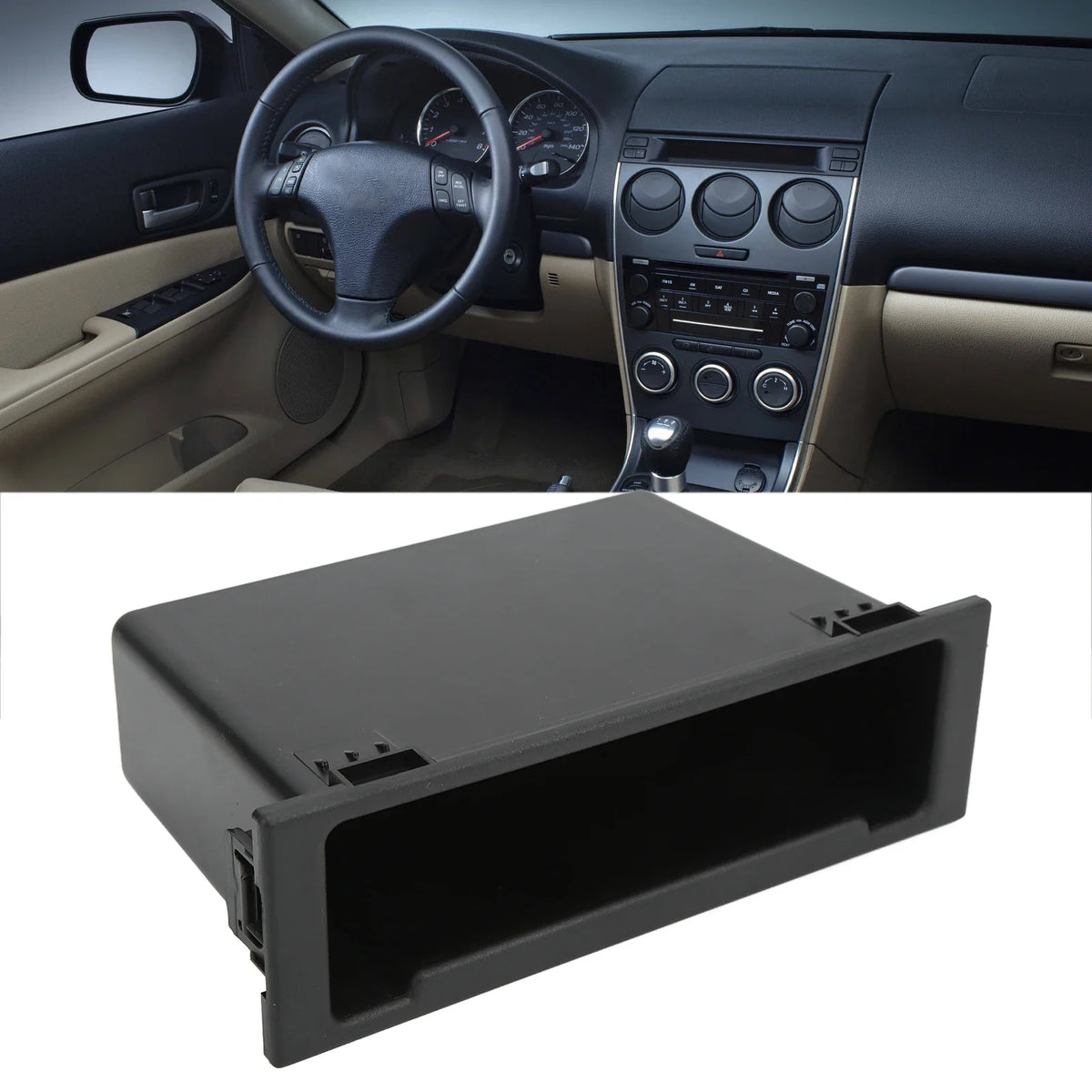 1-DIN Car Dashboard Radio Storage Box & Organizer Dashboard Car Organizer Qme
