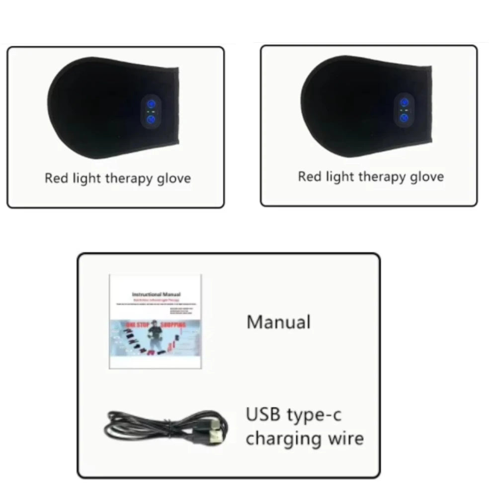 ZONGKUNG Red Light Therapy Glove 660nm 850nm LED Hand Wrap Light Therapy Glove Qst 2pcs