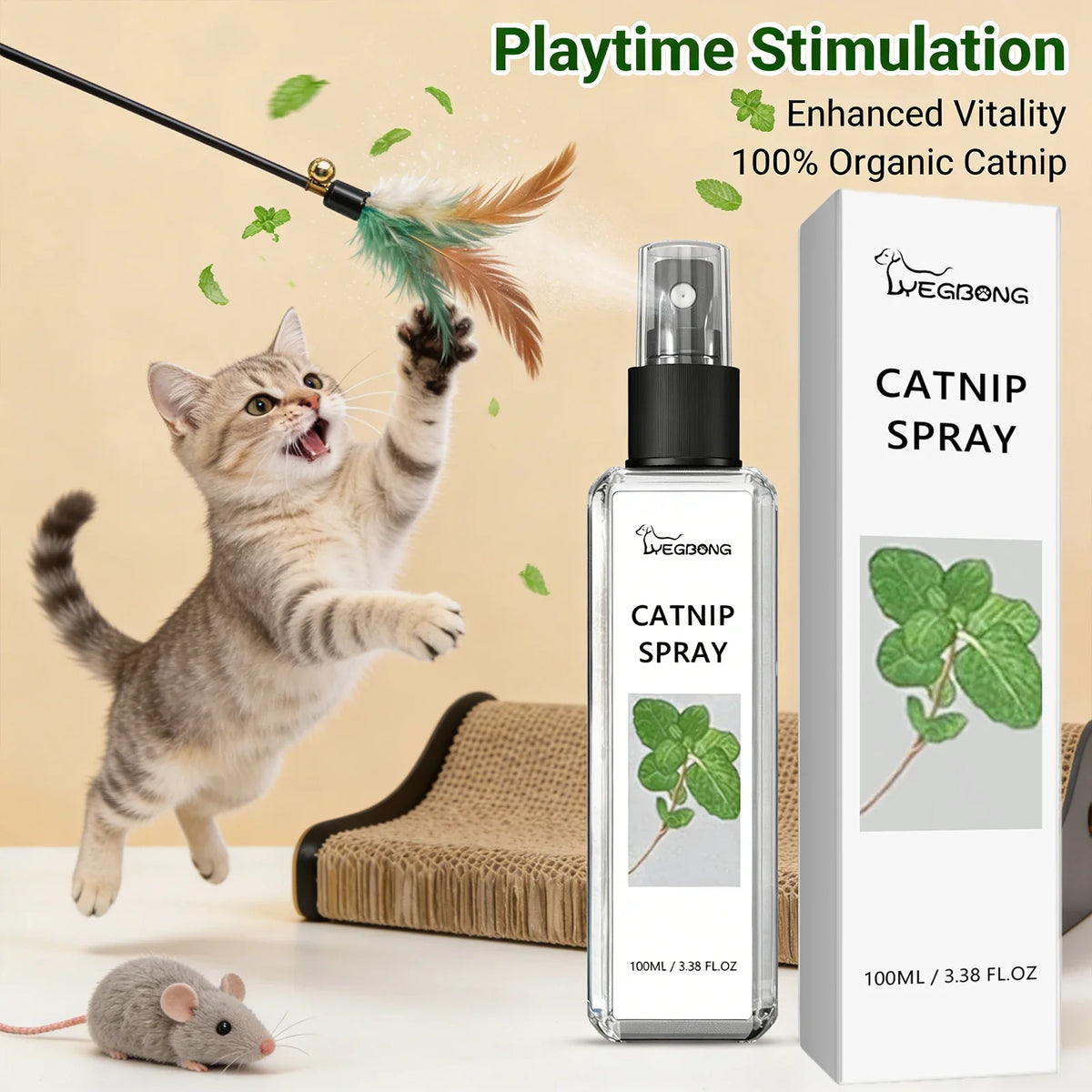 Yegbong Catnip Spray for Cats – 100ml Cat Mint Spray Catnip Spray Qme