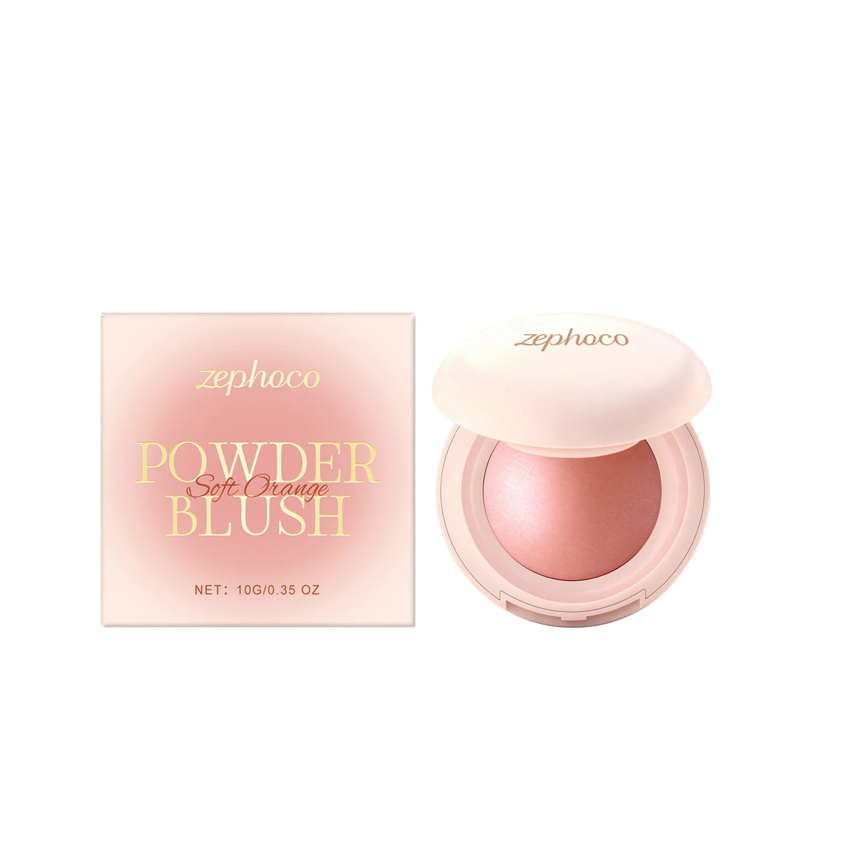 Zephoco Powder Blush – Silky High-Pigment Natural Finish Cheek Colour Powder Blush Qst Soft Orange