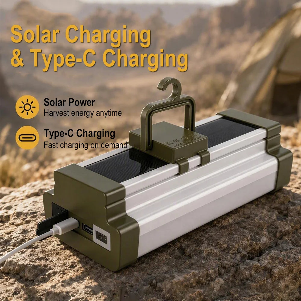 BORUiT Solar LED Camping Lantern – Type-C, 3600mAh Power Bank Solar Camping Lantern Qst