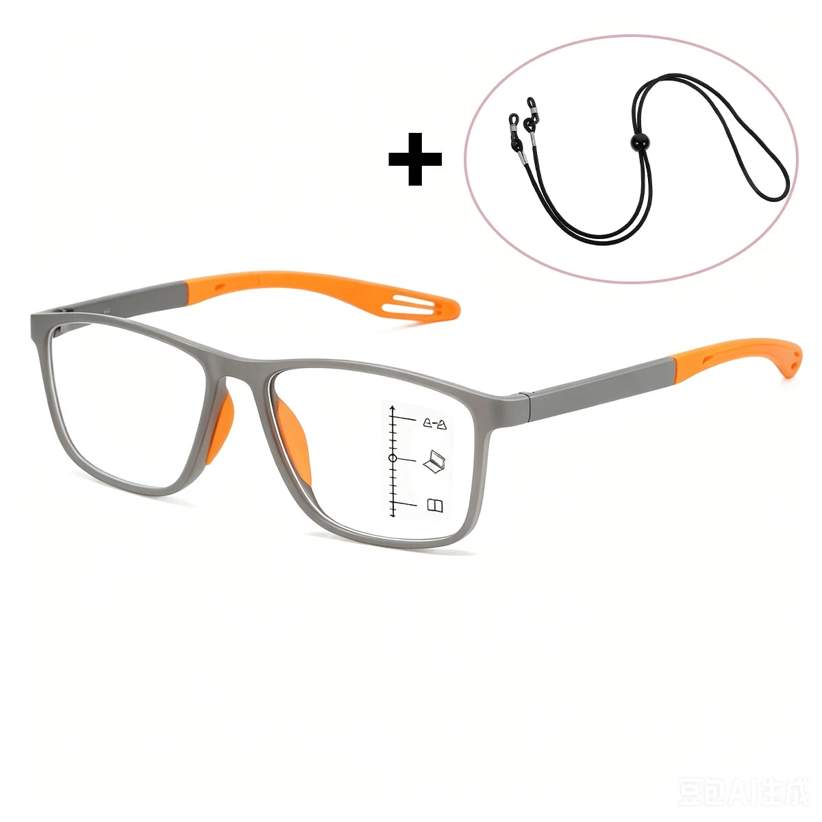 VOPHA Progressive Multifocal Reading Glasses Anti Blue Light TR90 Progressive Reading Glasses Qst Strength 250 Orange
