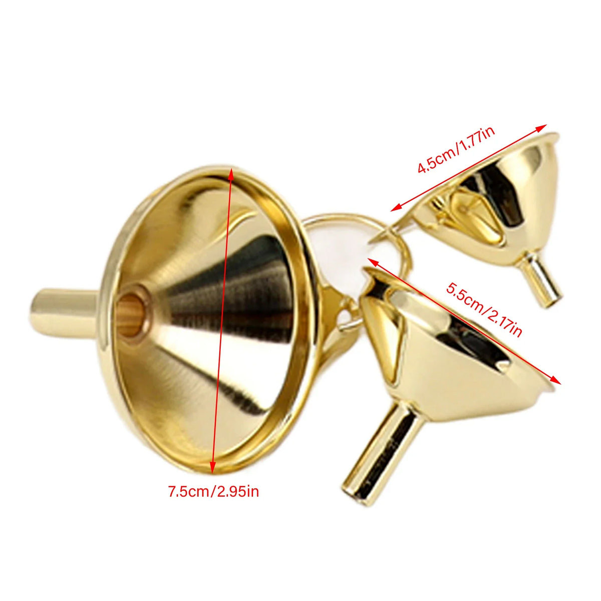 Gold Stainless Steel Funnel Set – 3-Piece Wide Mouth Kitchen Kitchen Funnel Set Qme