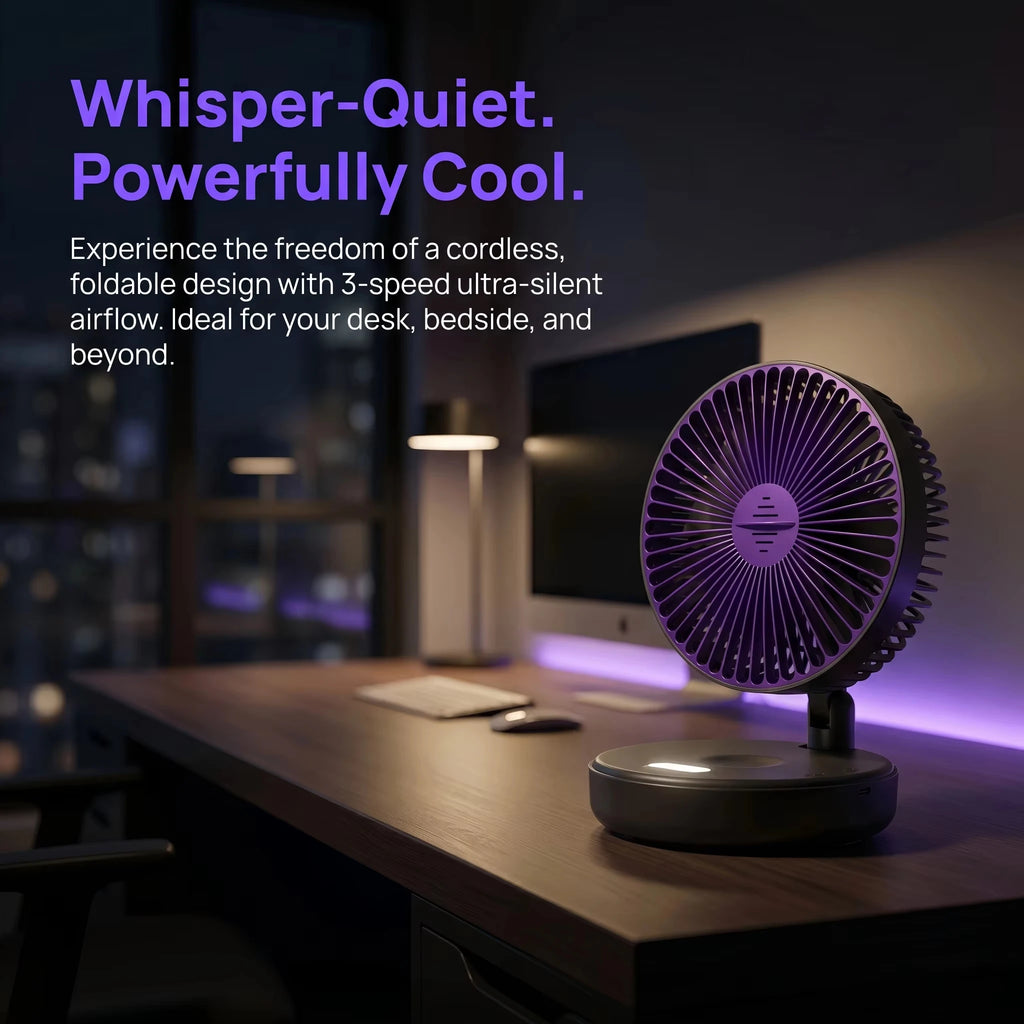5000mAh 3-in-1 Foldable Rechargeable Portable Wall Fan Rechargeable Portable Fan Qst