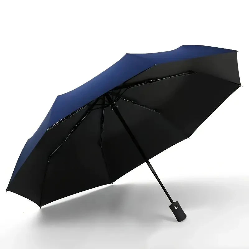 8-Rib Auto Folding Umbrella One-Touch Open/Close – Unisex Folding Umbrella Qst Blue 8K Iron