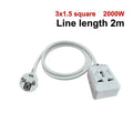 Schuko Power Strip 3-Outlet 7-Hole Extension Cord | Home Office Power Strip Extension Cord Qme 200CM