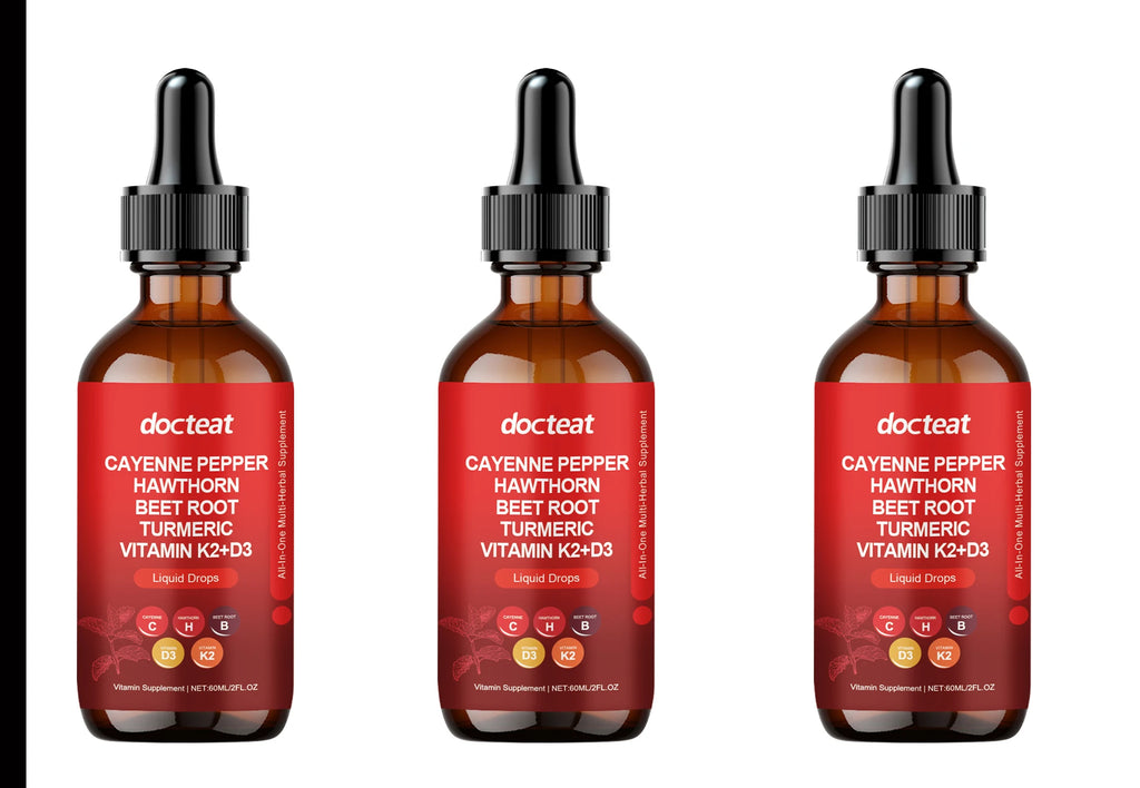 Cayenne Pepper Drops – Hawthorn, Beetroot, Turmeric, D3 & K2 Liquid Herbal Supplement Qst 3 PCS