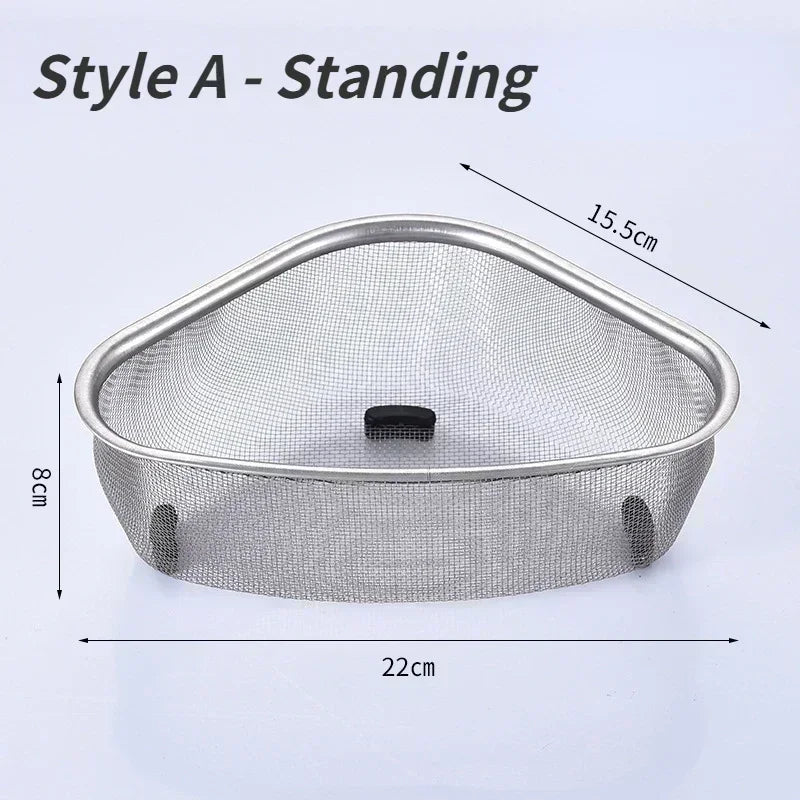 Stainless Steel Triangle Sink Drain Basket | Kitchen Organizer Sink Drain Basket Qme