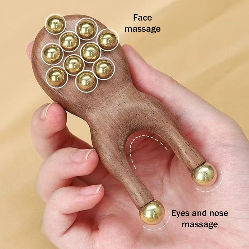 Wooden Nose Gua Sha Tool – Sandalwood & Brass Bead Massager Gua Sha Massager Qst