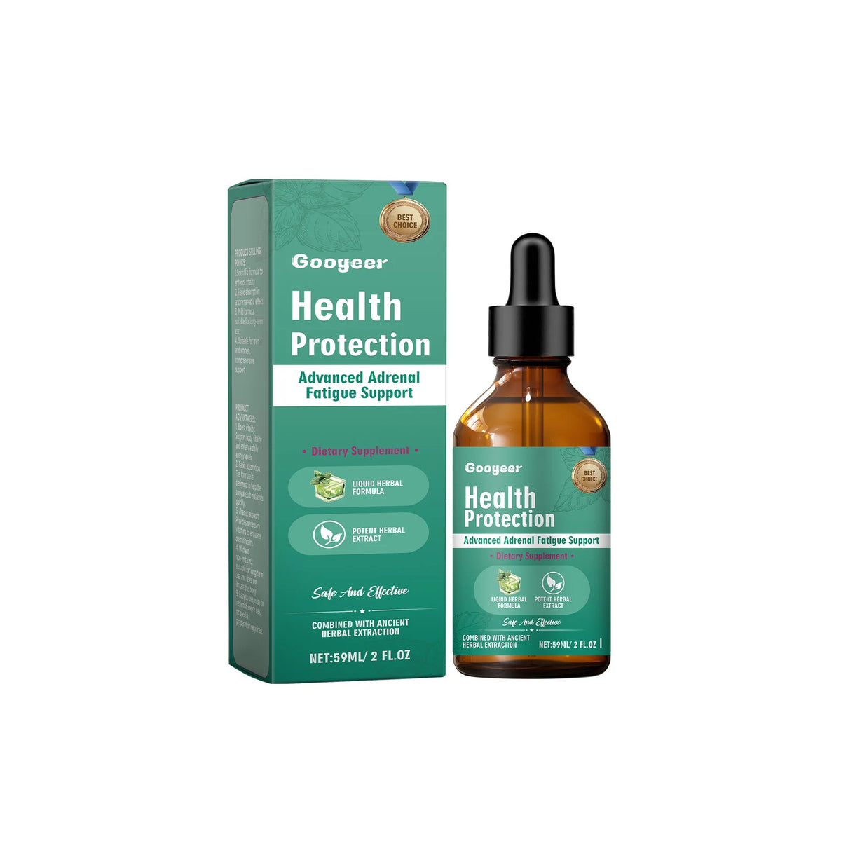Adrenal Support Liquid Drops – Vitamin B1 & Mint Leaf 59ml Herbal Liquid Supplement Qst 60 ml(Pack of 1)
