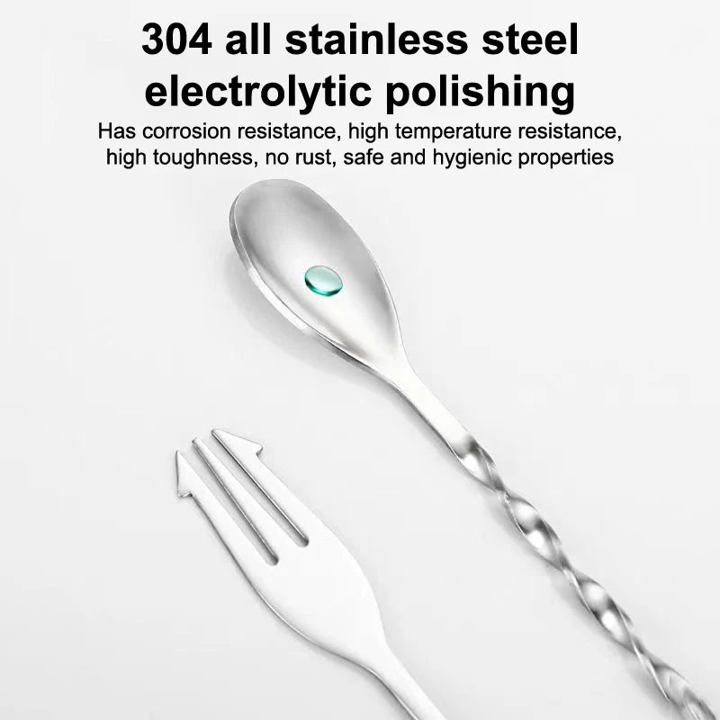 Stainless Steel Cocktail Muddler & Mixing Spoon Bar Set Cocktail Bar Tool Qst