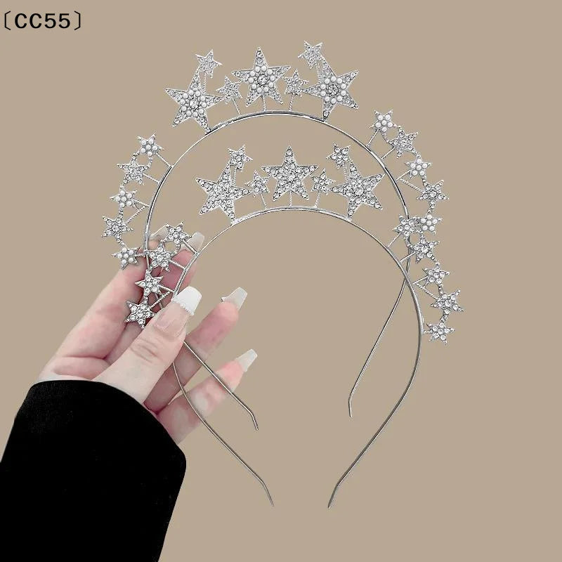 Rhinestone Pearl Star Headband – Party Festival Hair Accessory Fashion Headband Qst