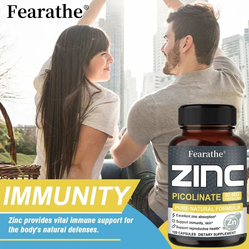 Zinc Picolinate 50mg Capsules – Immune, Skin, Hair & Nail Support Zinc Supplement Qst
