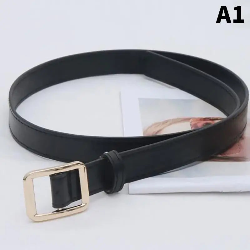 Women's PU No-Hole Pin Buckle Belt – Retro Style for Jeans Women's Fashion Belt Qst A1