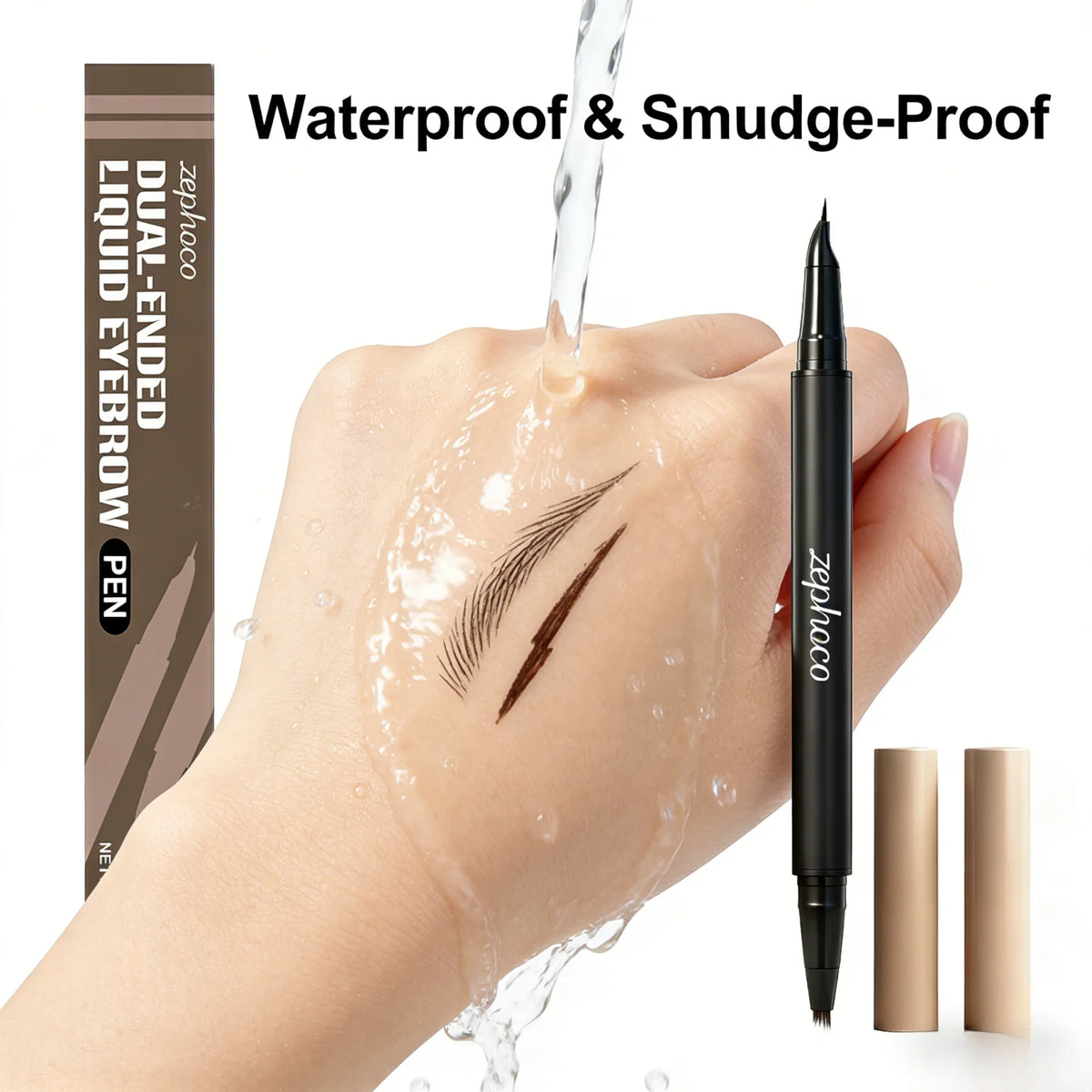 Zephoco 2-in-1 Waterproof Microblading Eyebrow Pen & Eyeliner Eyebrow Makeup Pen Qst