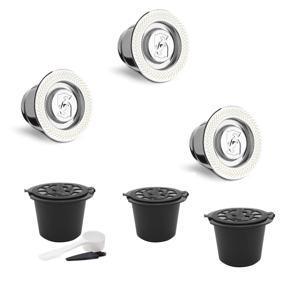 Reusable Stainless Steel Capsules for Nespresso OriginalLine Reusable Coffee Capsules Qst 3SC3PC