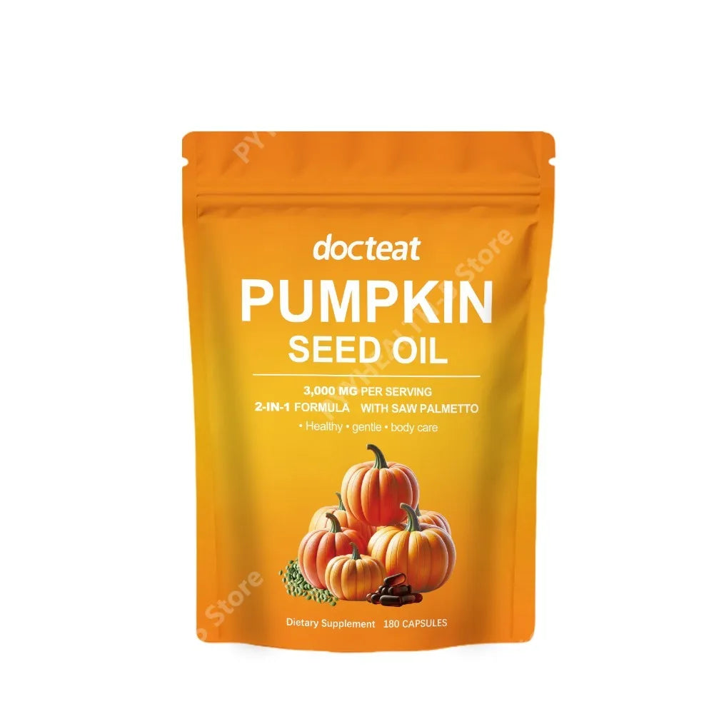 Pumpkin Seed Oil 3000mg + Saw Palmetto – 180 Capsules Herbal Supplement Capsules Qst