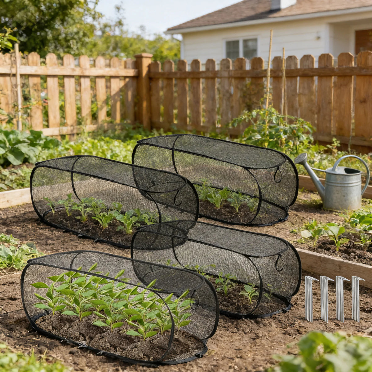 Foldable Plant Shade Net Cover with Steel Wire Frame Garden Plant Cover Qst