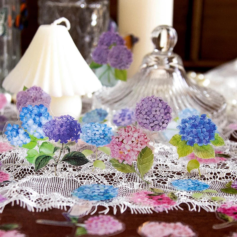 100pcs Waterproof Flower Stickers – Rose Tulip Daisy Clear Decals Craft Sticker Pack Qme