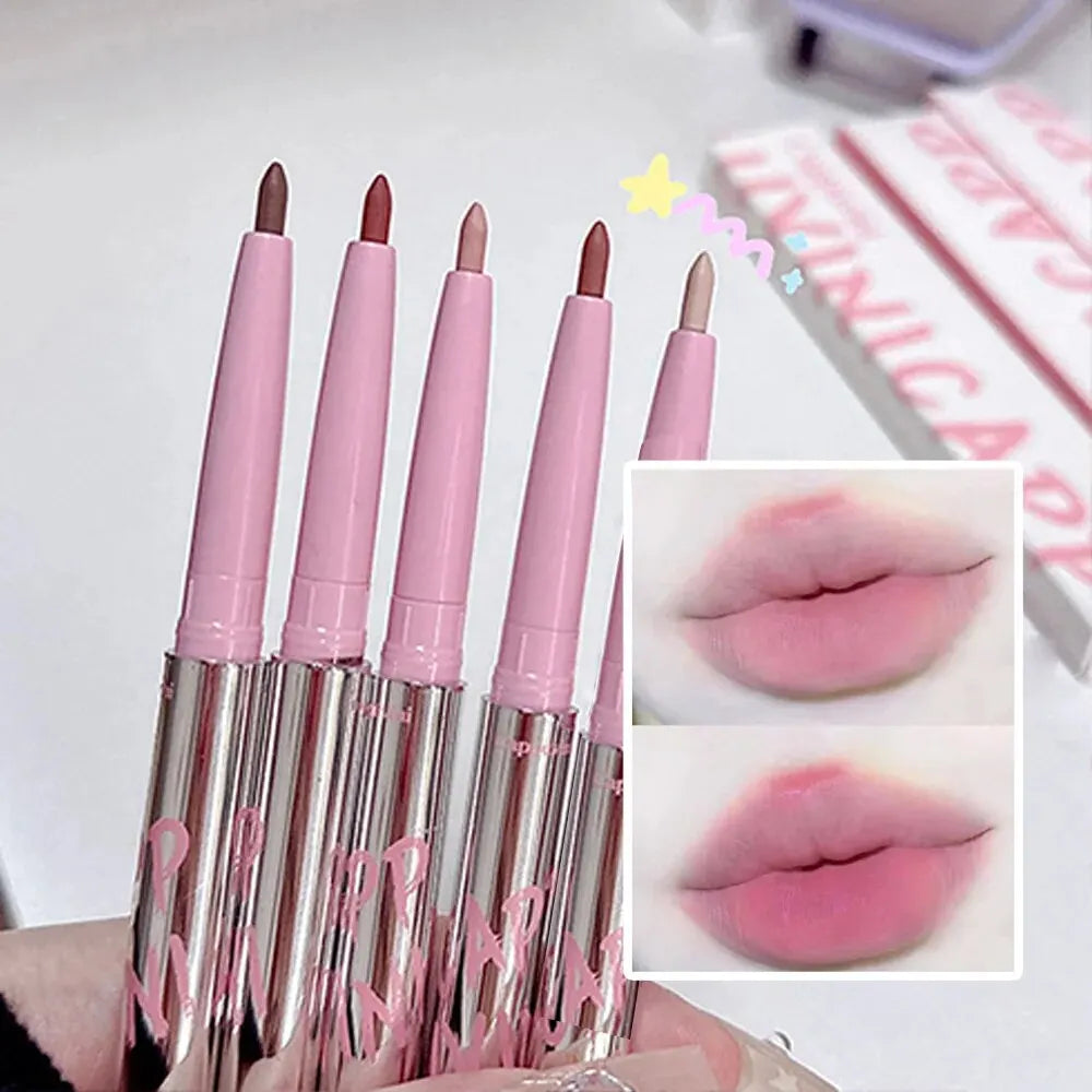 Cappuvini Nude Lip Liner & Brush – Velvet Matte Korean Makeup Lip Liner Brush Qme