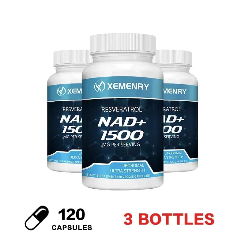 NAD+ Supplement with Resveratrol – 1500mg Cellular Vitality NAD+ Supplement Qst 120 Capsule-3bottles