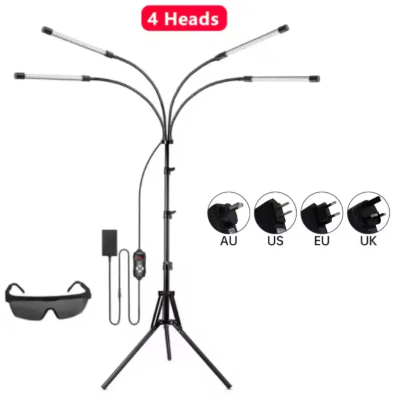 ZONGKUNG 4-Head Red Light Therapy Lamp 660nm 850nm Body & Face Red Light Therapy Lamp Qst 4 Head Light