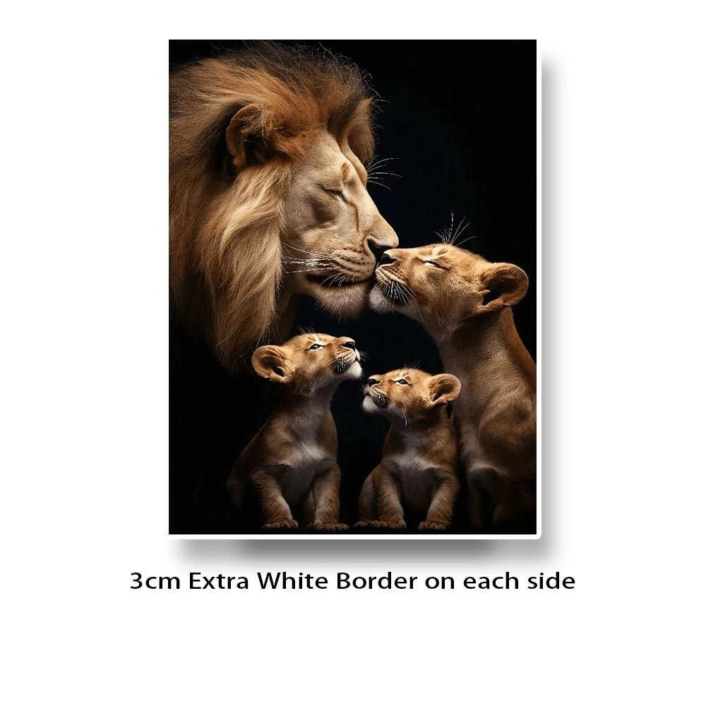 Lion Family Wildlife Canvas Wall Art – Unframed Poster Print Canvas Wall Art Qst w6636 30x40cm Unframed