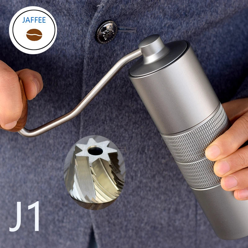 JAFFEE J0/J1 Manual Coffee Grinder – 38mm Burr, 3 Bearings Manual Coffee Grinder Qst