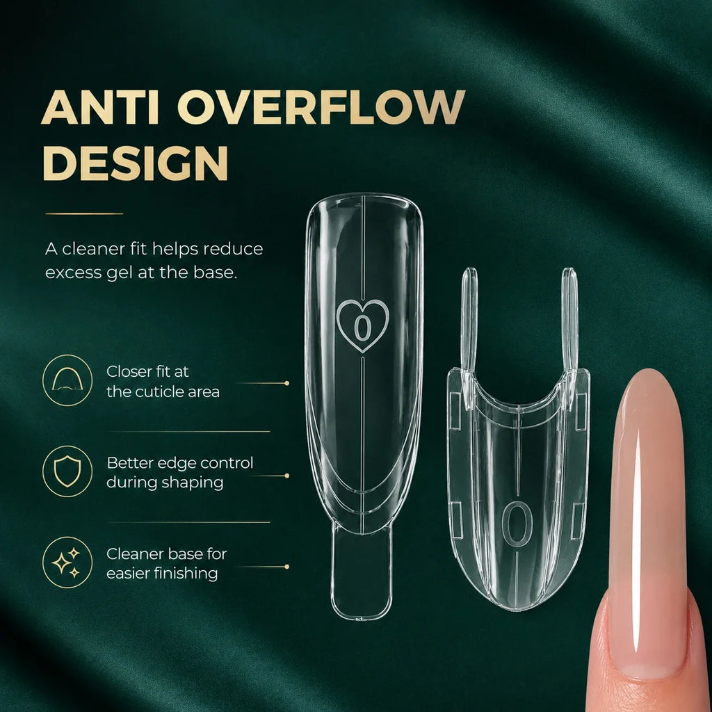 Nailpop 120pcs Dual Forms 15 Shapes Clear Nail Molds | Oval & Long Nail Extension Molds Qme