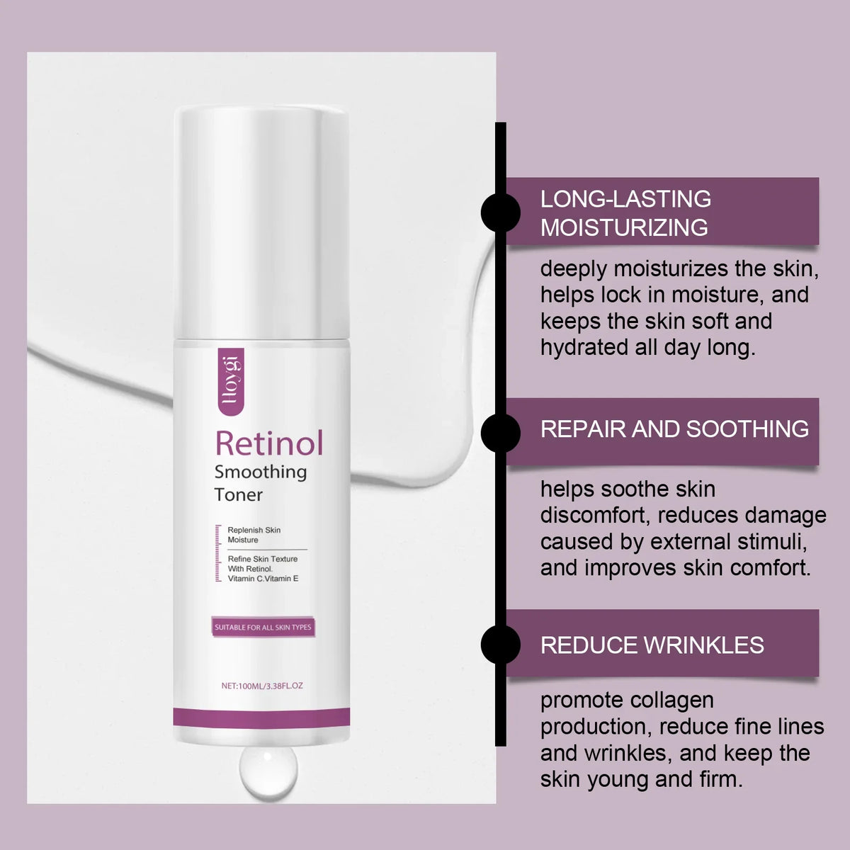 Retinol Hydrating Toner – Firming, Lifting & Fine Line Smoother Retinol Face Toner Qme