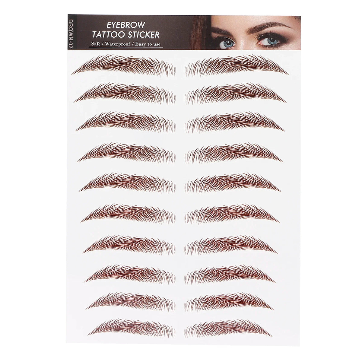 Waterproof Eyebrow Tattoo Transfer Stickers – 10 Colors Eyebrow Transfer Sticker Qme B