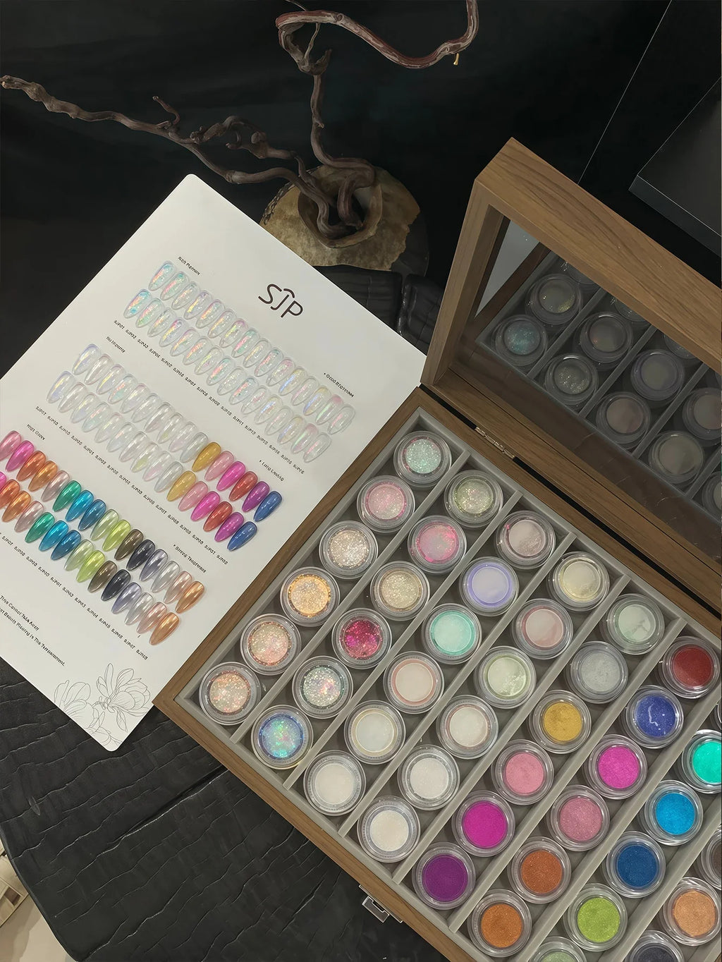 48-Color Aurora Ice-Clear Nail Powder Set with Storage Box Nail Powder Set Qme