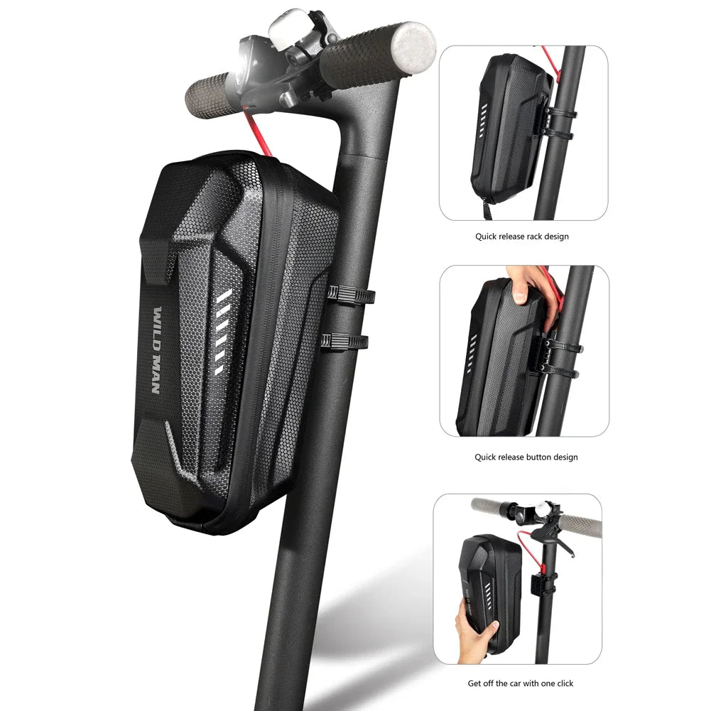WILD MAN Electric Scooter Front Storage Bag Hard Shell Large Scooter Storage Bag Qme
