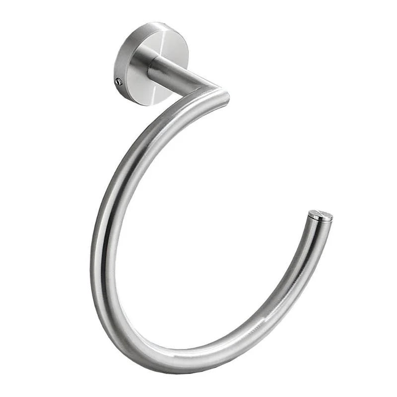 Semi-Circular Stainless Steel Wall Mounted Towel Ring Holder Towel Ring Holder Qme Silver