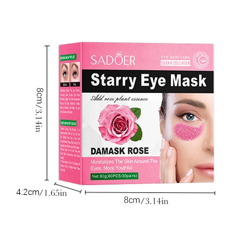 Rose Collagen Eye Mask 60 Pc – Long-Lasting Moisturizing Formula Collagen Eye Mask Qme