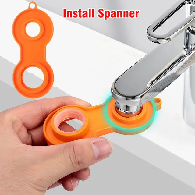 Universal 1080° Rotary Faucet Aerator Extender Splash Nozzle Faucet Aerator Extender Qme Plastic orange wrenc