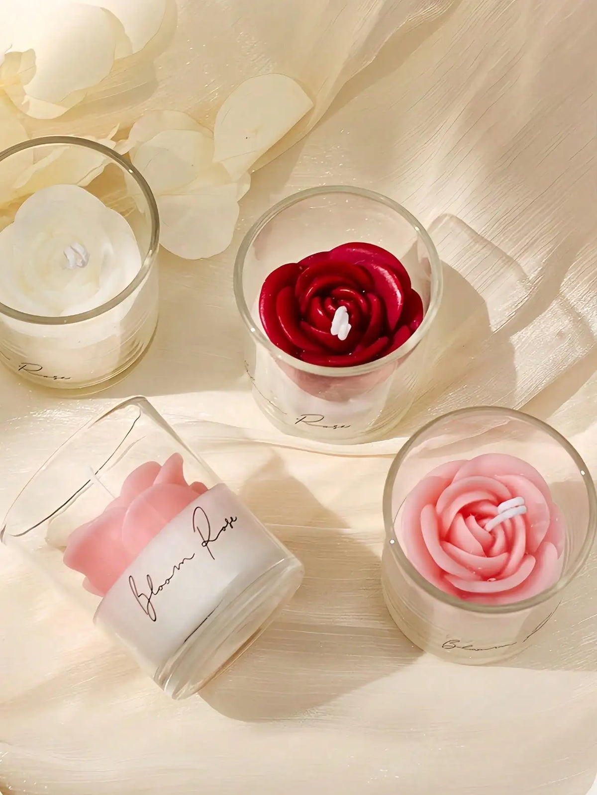 Rose Fragrance Soy Wax Candle | Straight Cup | 3 Colors Fragrance Candle Qme