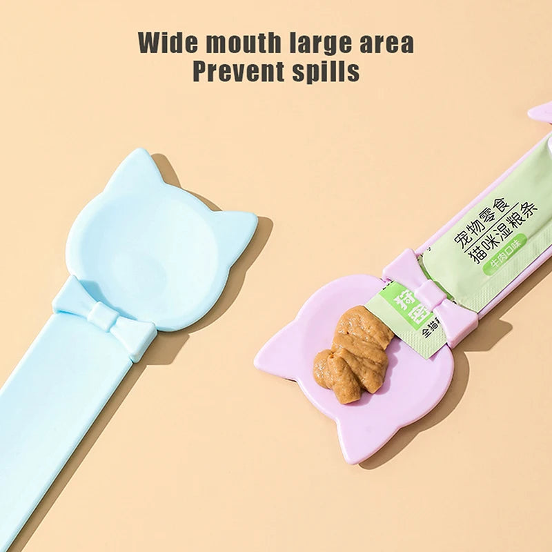 Long Handle Cat Treat Squeeze Feeder Spoon – Pet Food Dispenser Cat Treat Feeder Qst